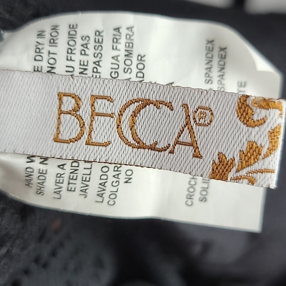 BECCA Color Play Crochet Tie front One piece swimsuit Black M - Picture 5 of 9
